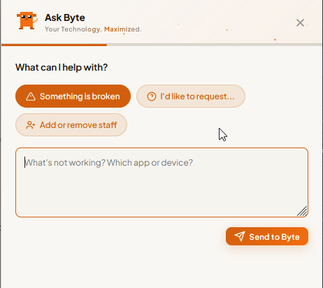 Ask Byte case creation — describe the issue in plain English